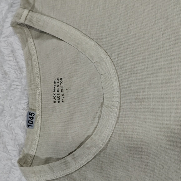 1045. Buck Mason Toughknit Classic Tee | Color: Lichen Stone - Picture 4 of 7